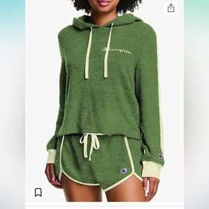 Champion plush cropped hoodie and shorts sleep set